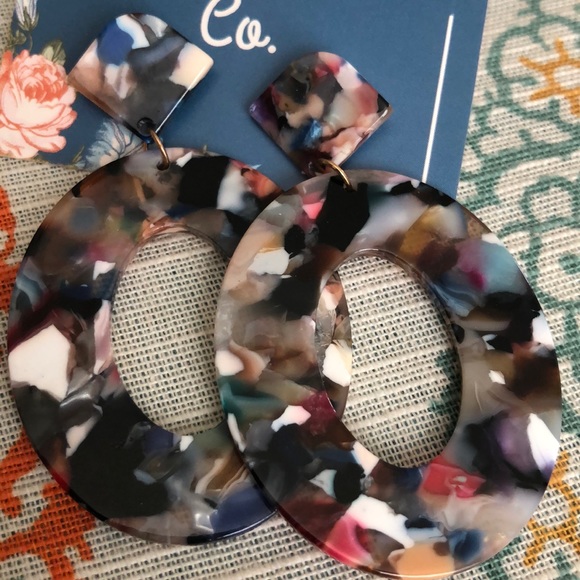 Jewelry - MULTI COLORED ACRYLIC POST BACK EARRINGS NWT